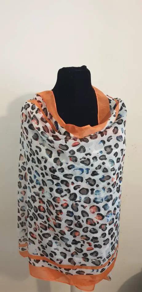 Marbled Leopard Print Frayed Scarf, Womens Scarf, Wraps, Clarissasboutiqueuk by Clarissas Boutique