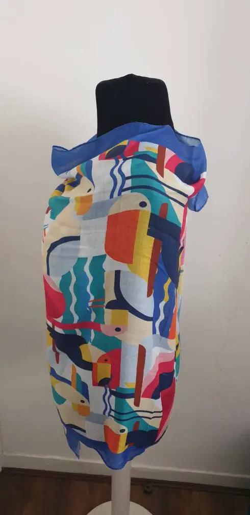 Viscose Cotton Collectable Abstract Toucan Bird Print Scarf by Clarissas Boutique