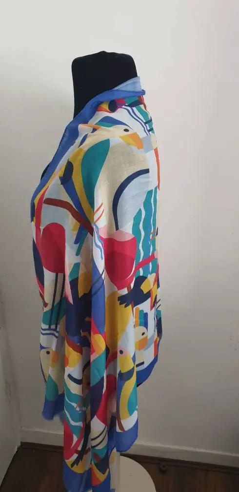 Viscose Cotton Collectable Abstract Toucan Bird Print Scarf by Clarissas Boutique