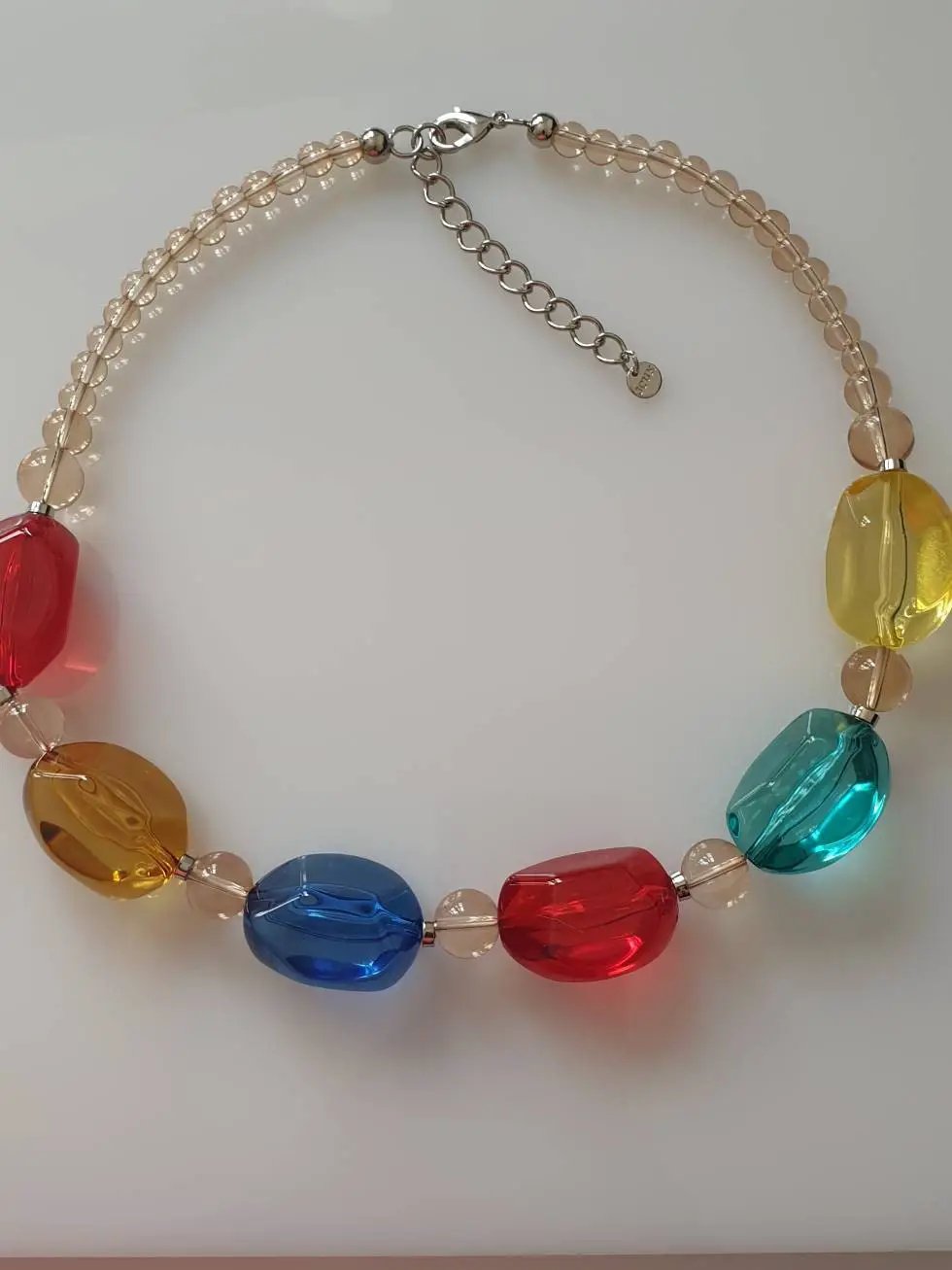 Chunky multi colour glass beaded statement necklace. by Clarissas Boutique London