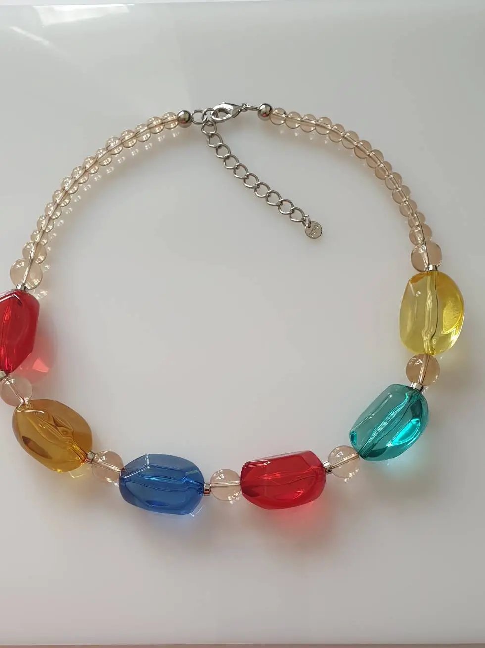 Chunky multi colour glass beaded statement necklace. by Clarissas Boutique London