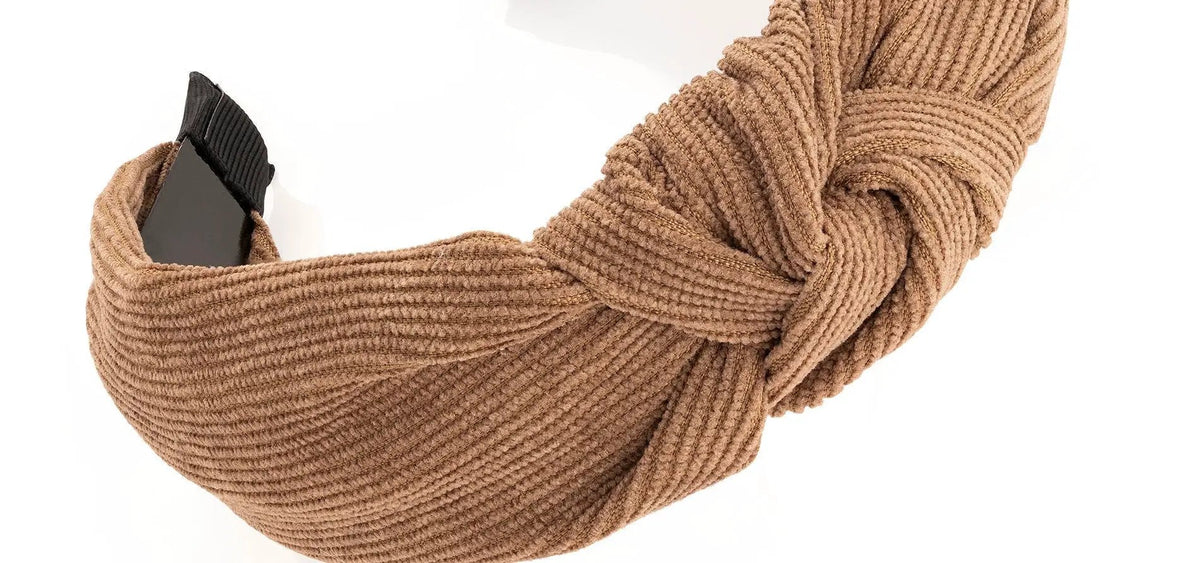Brown colour cord look knot headband. by Clarissas Boutique London