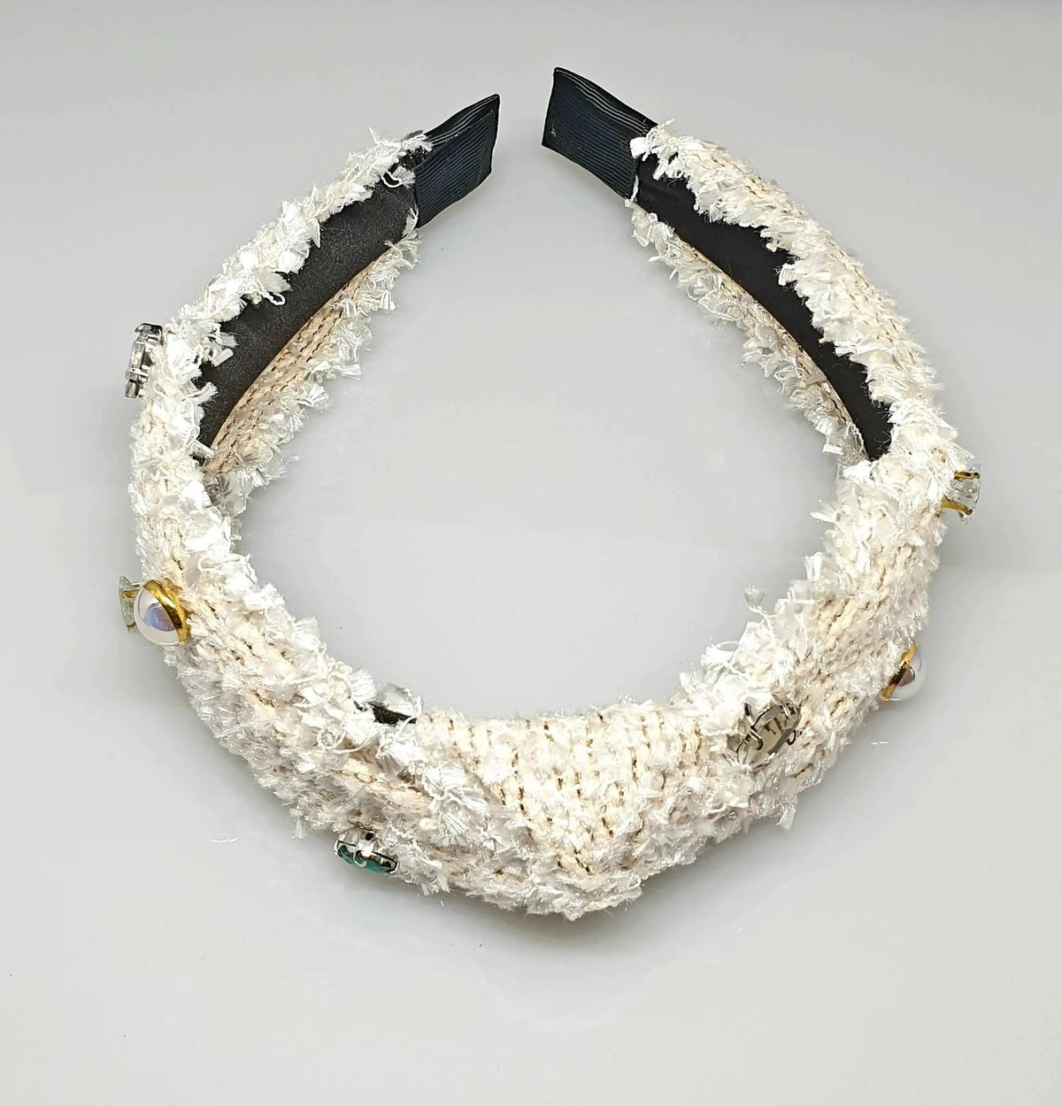 Gold Tweed, Headband With Crystal Embellishments. by Clarissas Boutique London
