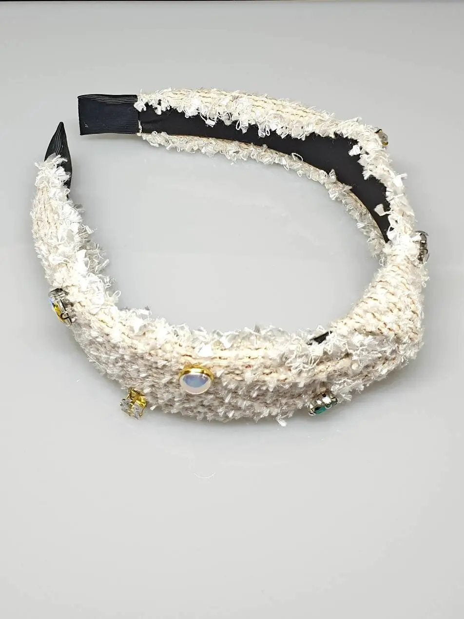 Gold Tweed, Headband With Crystal Embellishments. by Clarissas Boutique London