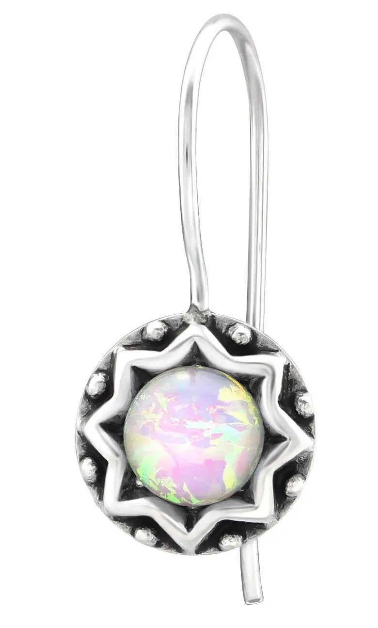 Semi Precious White Opal Round - 925 Sterling Silver For Women's Gift Wedding Braids Maid by Clarissas Boutique London