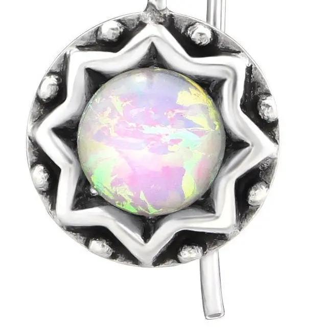 Semi Precious White Opal Round - 925 Sterling Silver For Women's Gift Wedding Braids Maid by Clarissas Boutique London