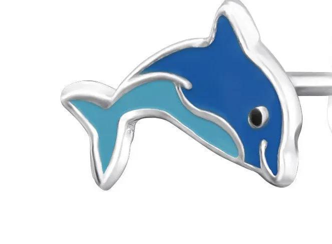 Dolphin - 925 Sterling Silver Colourful Earring Studs Gift For Her, Best friend by Clarissas Boutique London