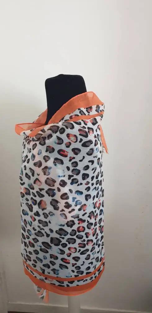 Marbled Leopard Print Frayed Scarf, Womens Scarf, Wraps, Clarissasboutiqueuk by Clarissas Boutique