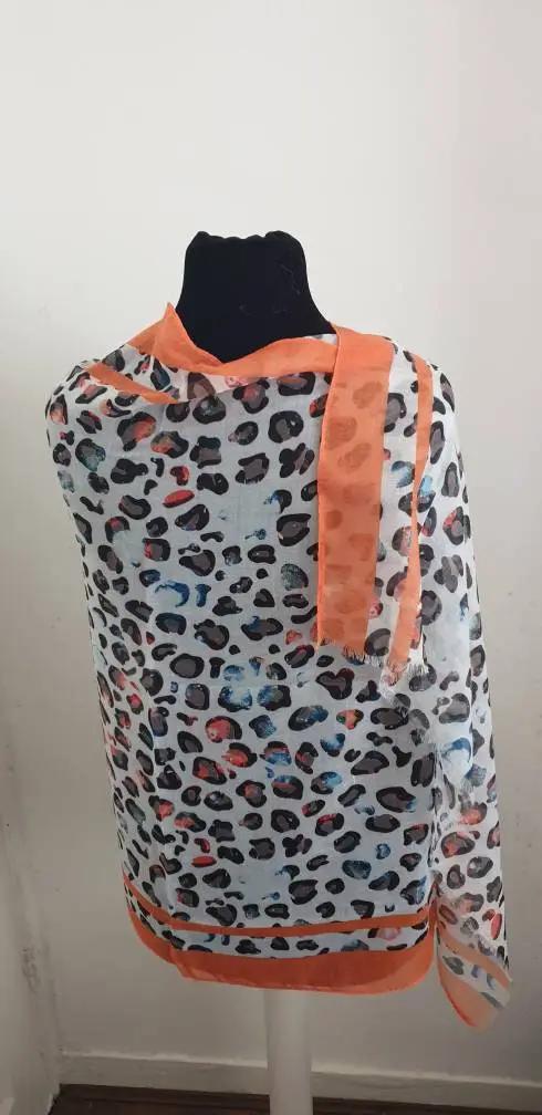 Marbled Leopard Print Frayed Scarf, Womens Scarf, Wraps, Clarissasboutiqueuk by Clarissas Boutique