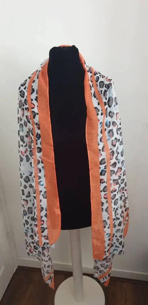 Marbled Leopard Print Frayed Scarf, Womens Scarf, Wraps, Clarissasboutiqueuk by Clarissas Boutique