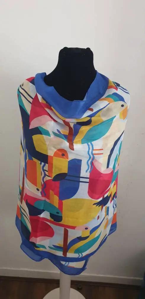 Viscose Cotton Collectable Abstract Toucan Bird Print Scarf by Clarissas Boutique