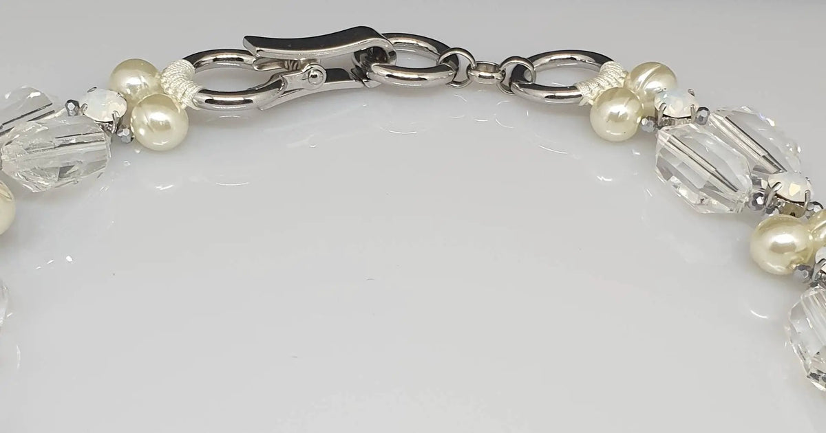 Vintage Style 4 Strand Pearl Necklace With Clasp, With Crystal Beads, Multi, Pearls, Bridge Pearls, Great Pearls, Crystal Necklace by Clarissas Boutique London