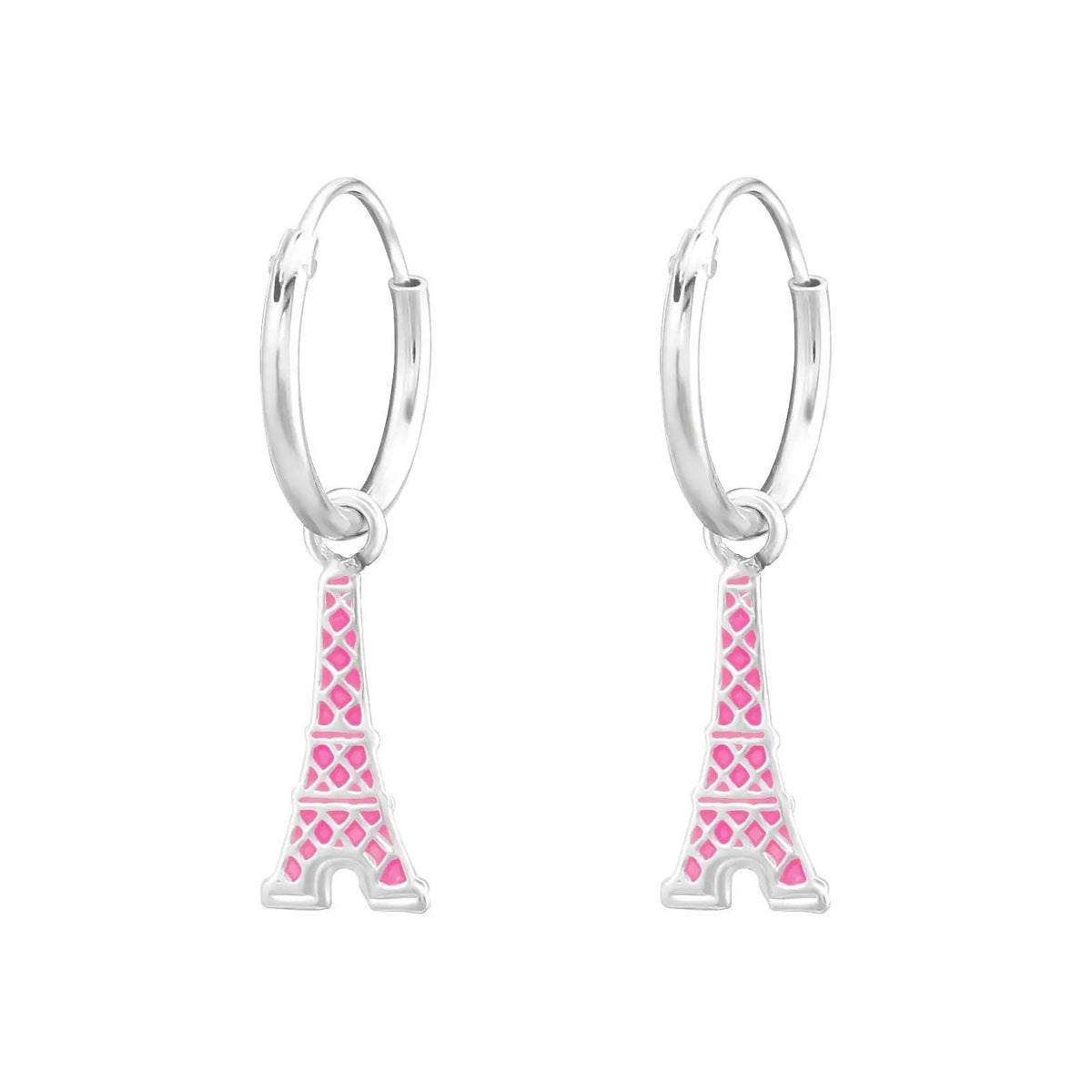 Hanging Eiffel Tower- 925 Sterling Silver Ear Hoops For Women's Girls Best Friends by Clarissas Boutique London