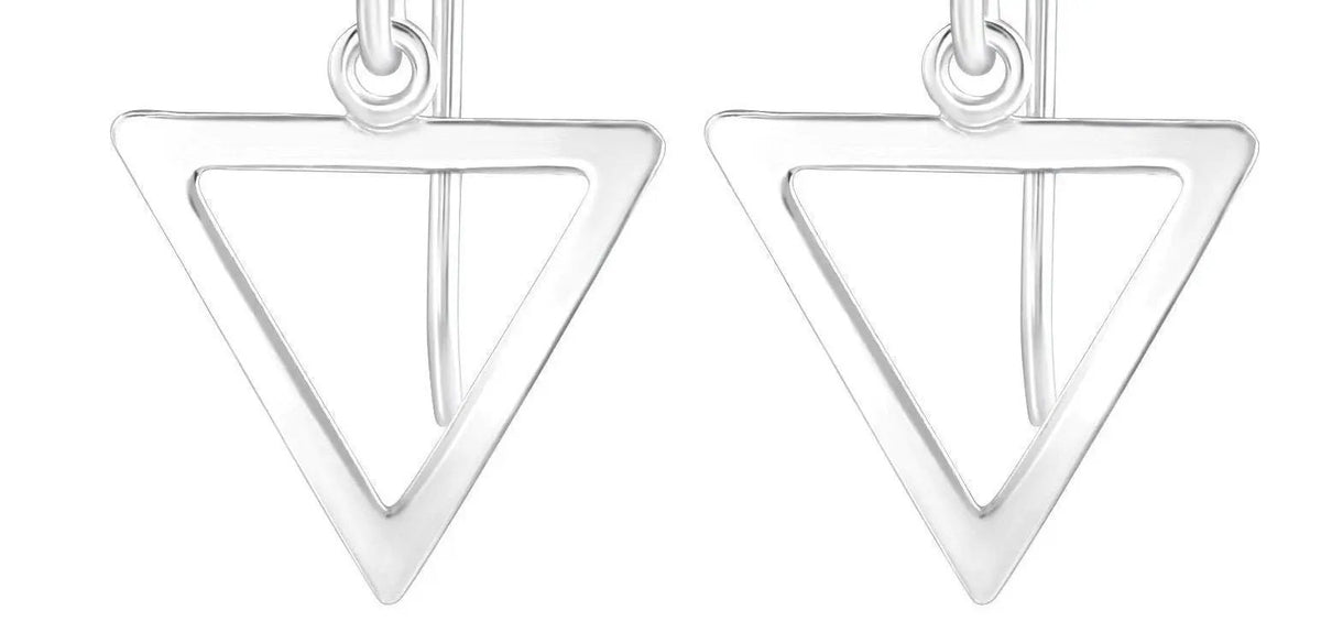 Triangle Shape - 925 Sterling Silver Plain Earrings For Women's Best Friend Gift Wedding Bridesmaid by Clarissas Boutique London