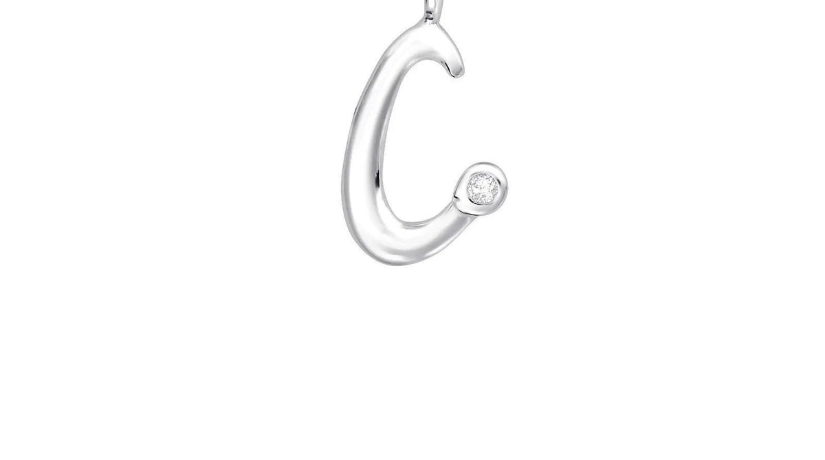 Capital "C" - 925 Sterling Silver Jewelled Necklace For Women's Best Friend Anniversary Gift by Clarissas Boutique London