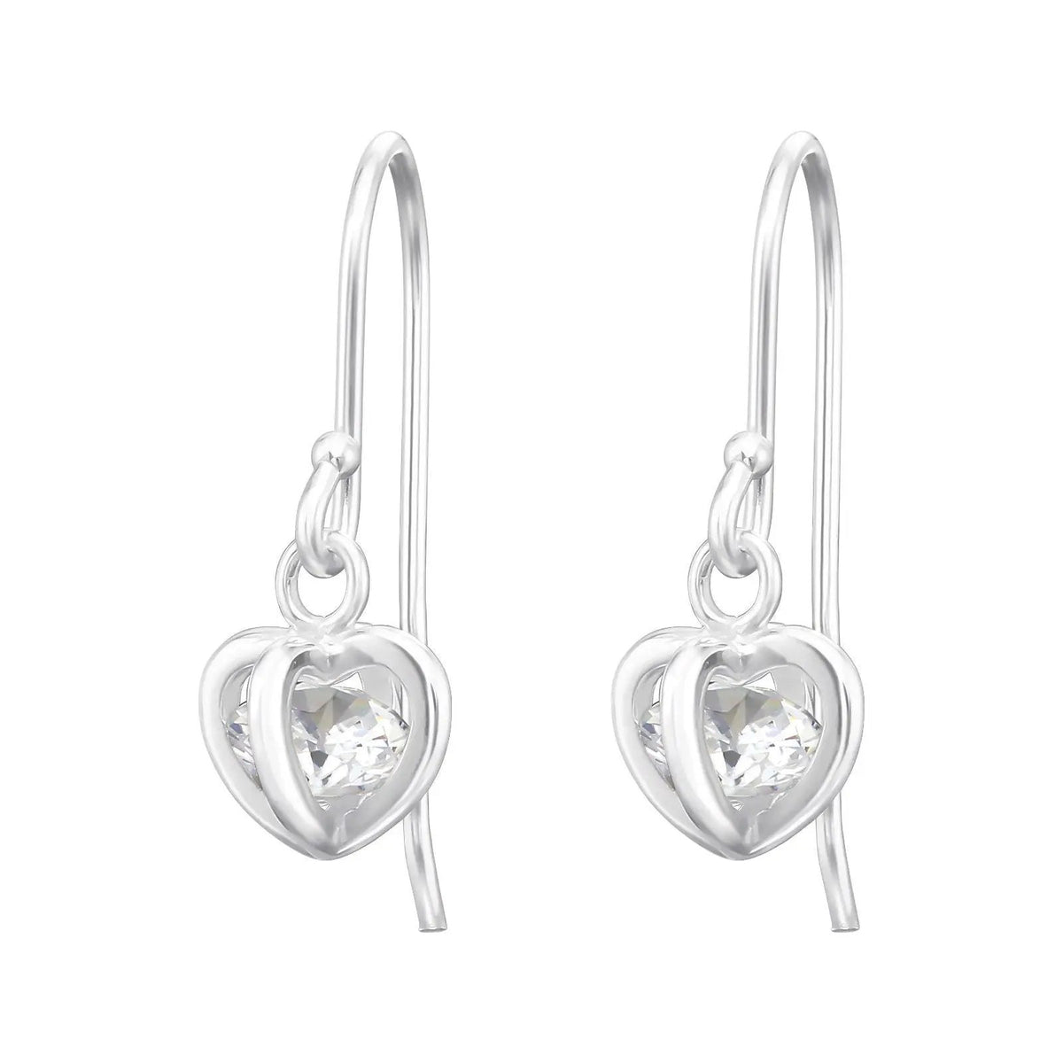 Heart - 925 Sterling Silver Cubic Zirconia Earrings For Women's Best Friend Gifts Wedding Jewellery by Clarissas Boutique London