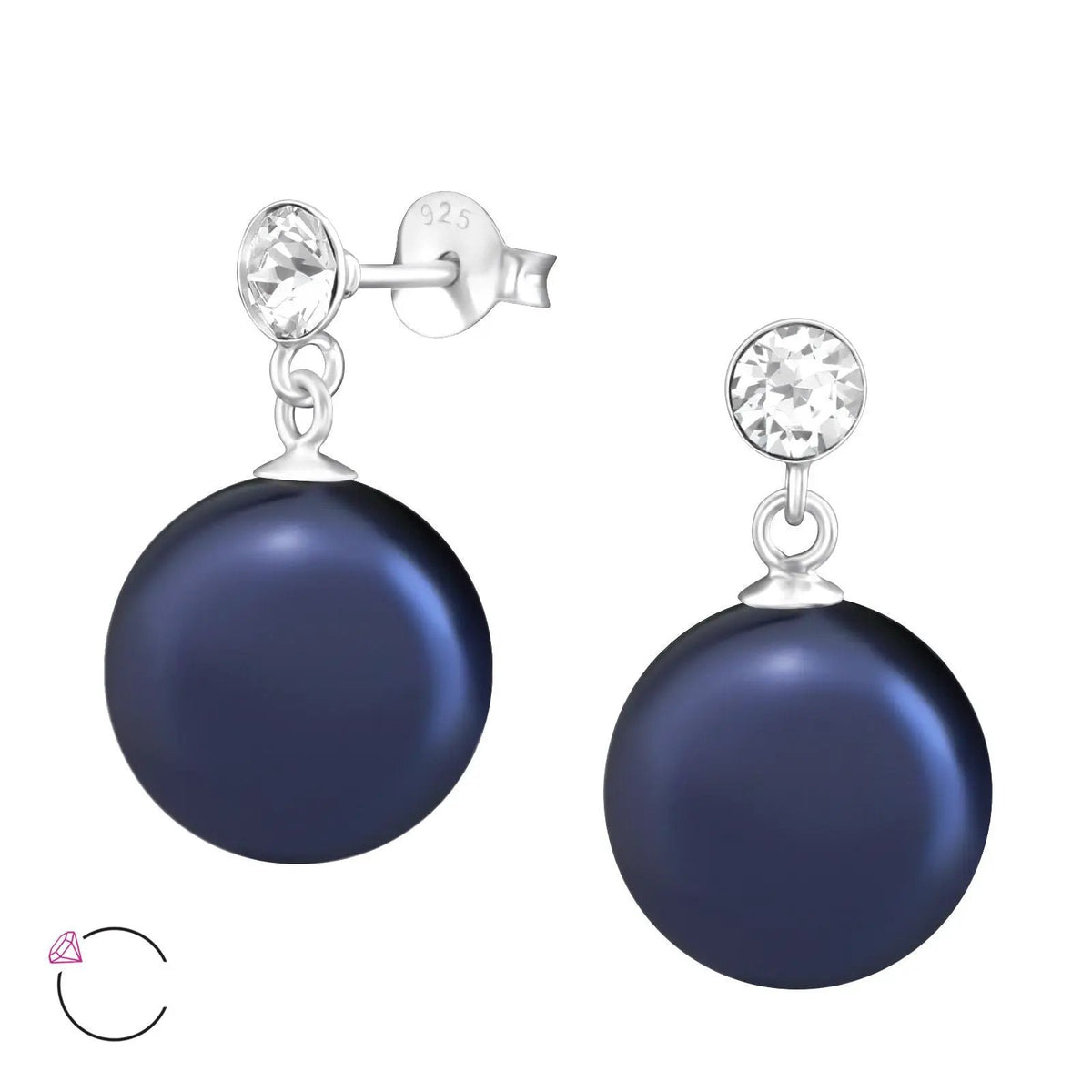 Hanging Round Crystal From SWAROVSKI® - 925 Sterling Silver Ear Studs For Women's Best Friend Gift Anniversary Gift Wedding Jewellery by Clarissas Boutique London