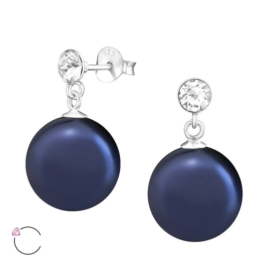 Hanging Round Crystal From SWAROVSKI® - 925 Sterling Silver Ear Studs For Women's Best Friend Gift Anniversary Gift Wedding Jewellery by Clarissas Boutique London