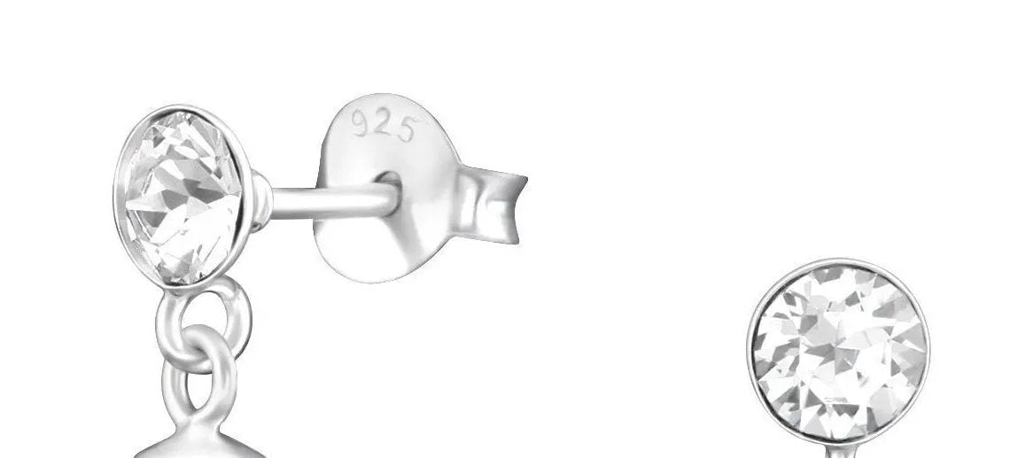 Hanging Round Crystal From SWAROVSKI® - 925 Sterling Silver Ear Studs For Women's Best Friend Gift Anniversary Gift Wedding Jewellery by Clarissas Boutique London