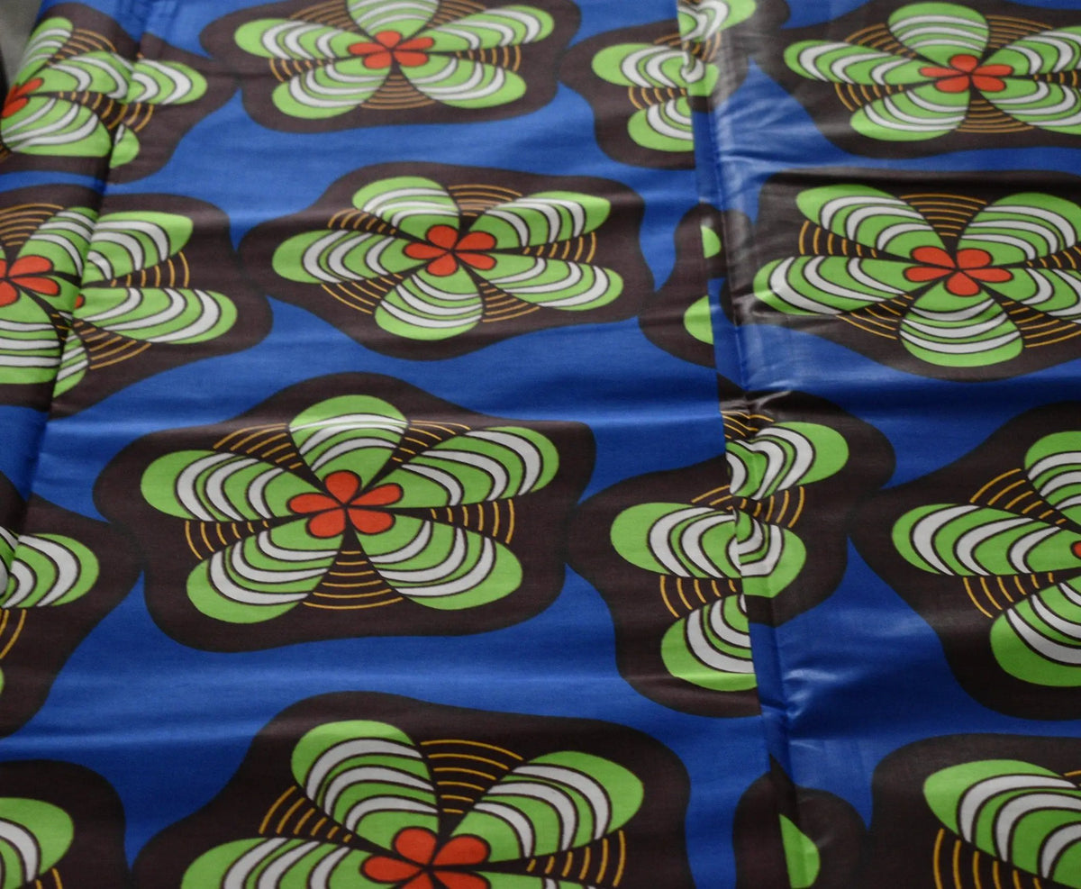 FIVE PETAL FLOWERS African Wax Print Sold by the yard Cotton Ankara Fabric Sewing Clothes by Clarissas Boutique London