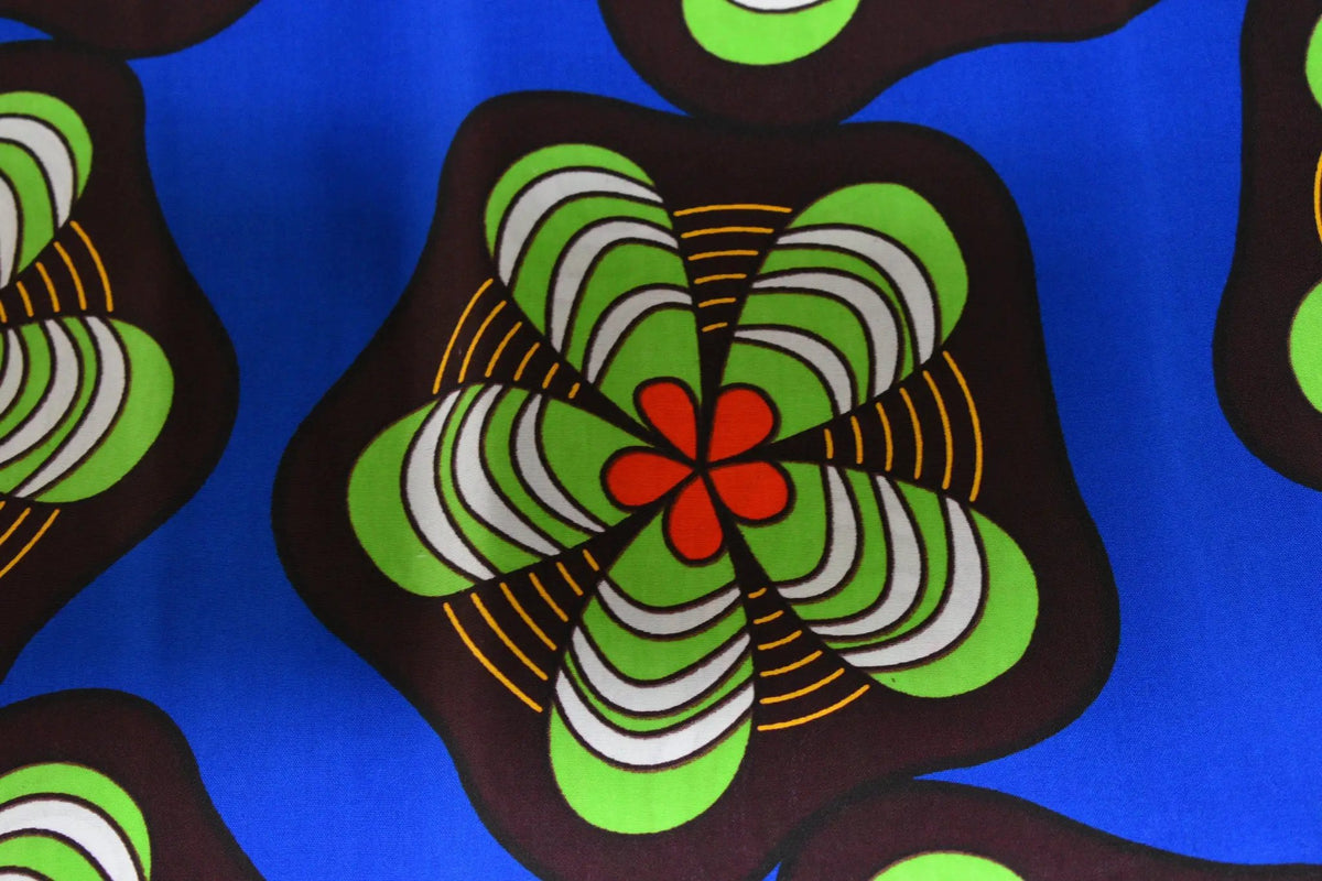 FIVE PETAL FLOWERS African Wax Print Sold by the yard Cotton Ankara Fabric Sewing Clothes by Clarissas Boutique London