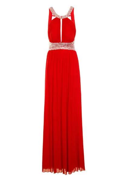 Prom Evening Ball, Party, Bridesmaid, Coral Crystal Gown Crystal Jewel Halter-Neck Gown by Clarissas Boutique London