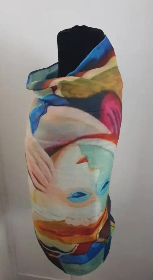 Impressionist Style Portrait Print Scarf, Womens, Multi Coloured, Scraves, Scarf, Wraps, Clarissasboutiqueuk by Clarissas Boutique