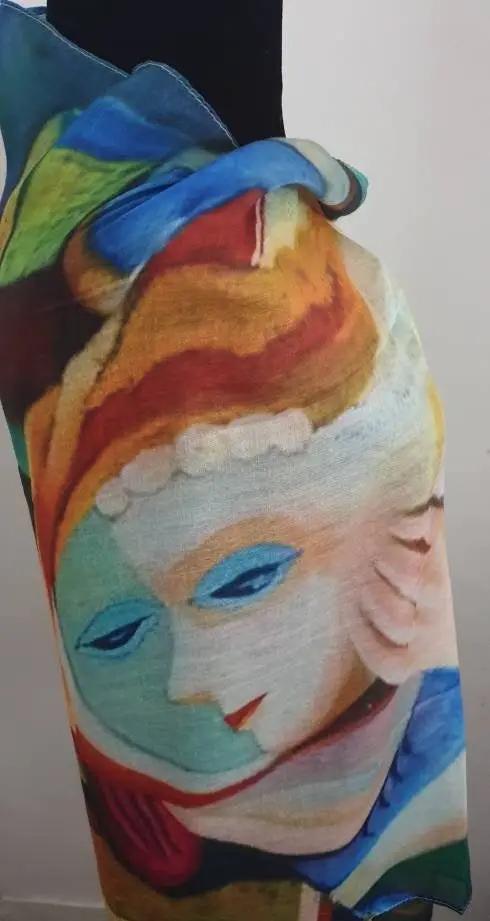 Impressionist Style Portrait Print Scarf, Womens, Multi Coloured, Scraves, Scarf, Wraps, Clarissasboutiqueuk by Clarissas Boutique