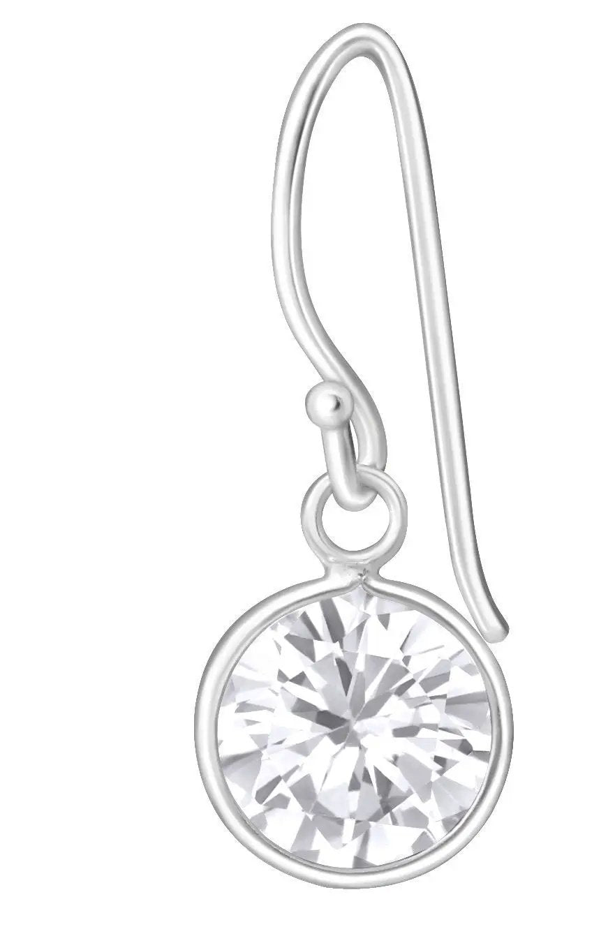 Cubic zirconia earrings, sterling silver bezel set crystal earrings, cz earrings, bezel set earrings, bridal jewelry by Clarissas Boutique London