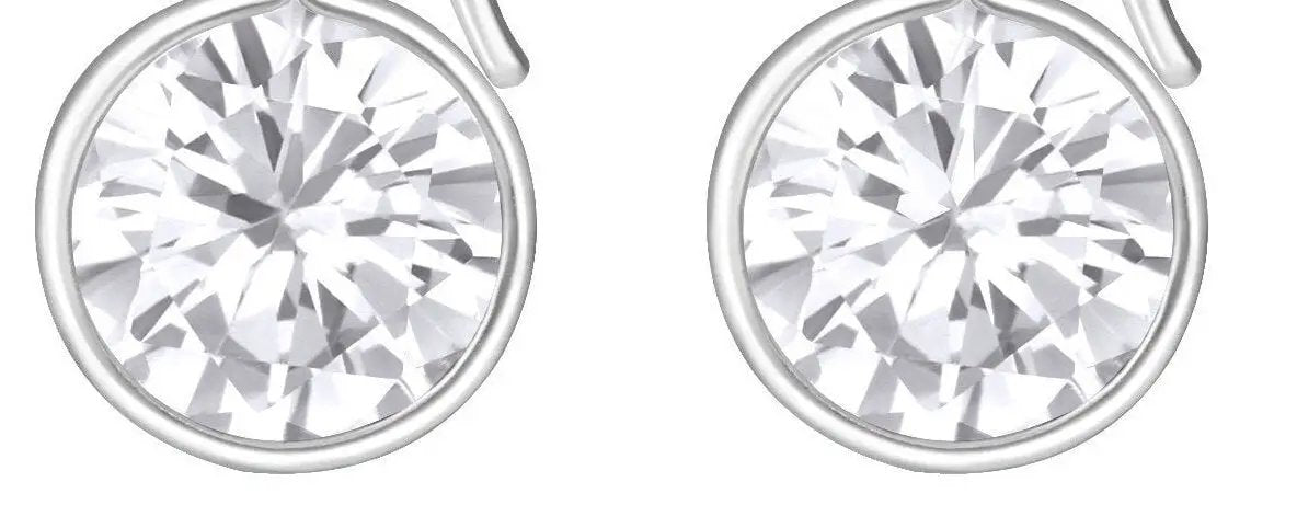 Cubic zirconia earrings, sterling silver bezel set crystal earrings, cz earrings, bezel set earrings, bridal jewelry by Clarissas Boutique London