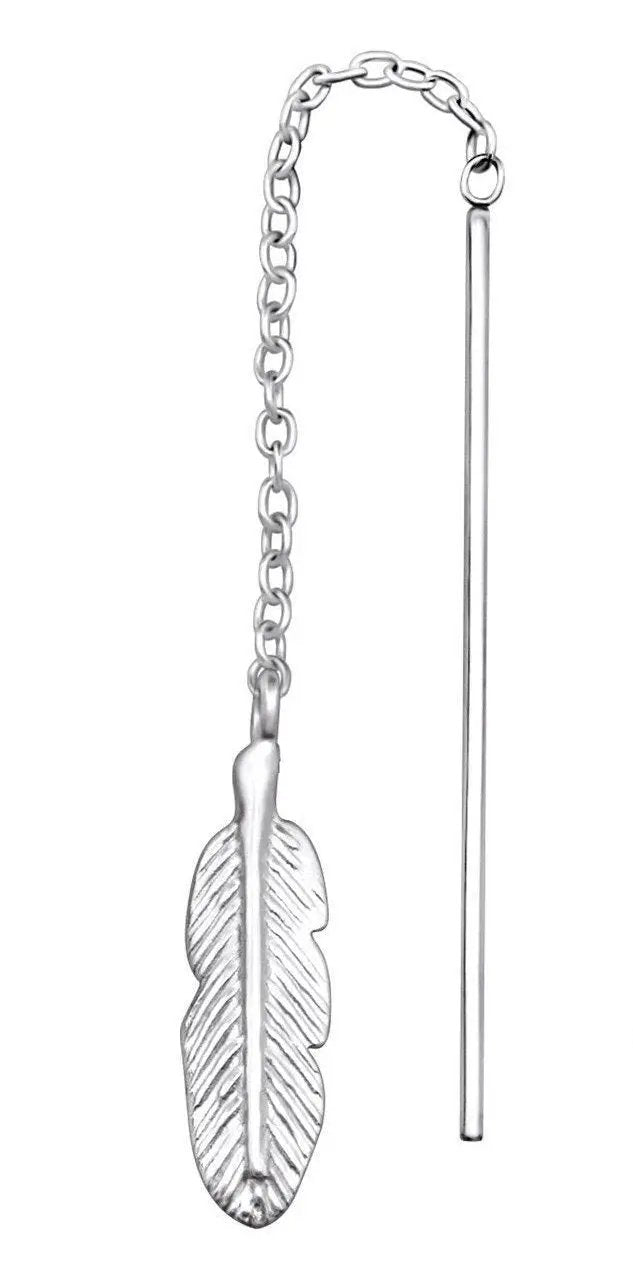 Feather - 925 Sterling Silver Plain Earring For Women's Gift Bride Made by Clarissas Boutique London
