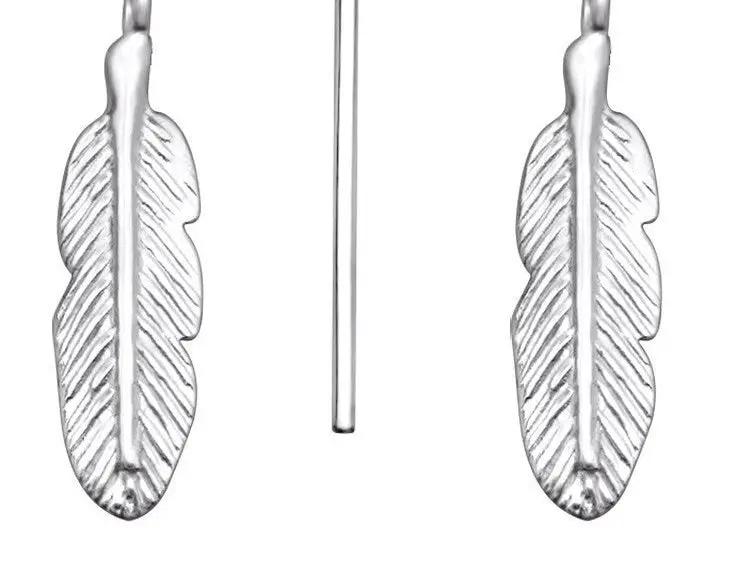 Feather - 925 Sterling Silver Plain Earring For Women's Gift Bride Made by Clarissas Boutique London