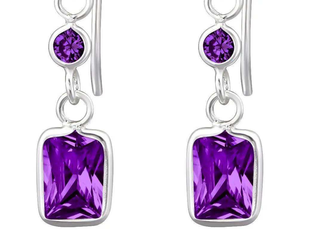 Drop Rectangle Sterling Silver Cubic Zirconia Earrings For Gift Women's Braids Made Birthday Gift For Her by Clarissas Boutique London