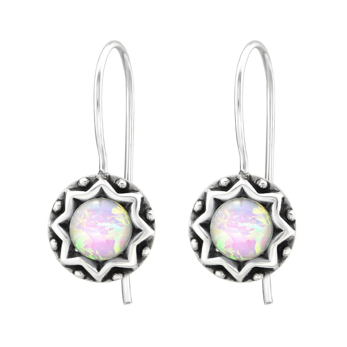 Semi Precious White Opal Round - 925 Sterling Silver For Women's Gift Wedding Braids Maid by Clarissas Boutique London