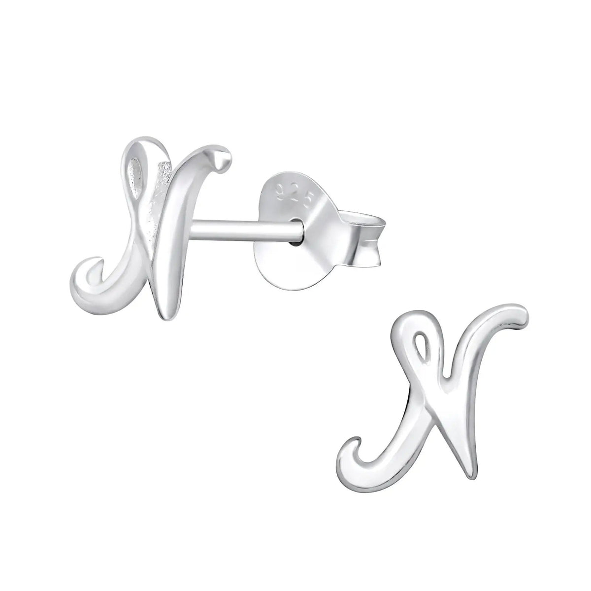 Initial ''N'' Earrings, Letter Earrings, Name Earrings, Silver Earrings, Stud Letter Earrings, Stud Earrings, For Women;s Gift Best Friends by Clarissas Boutique London