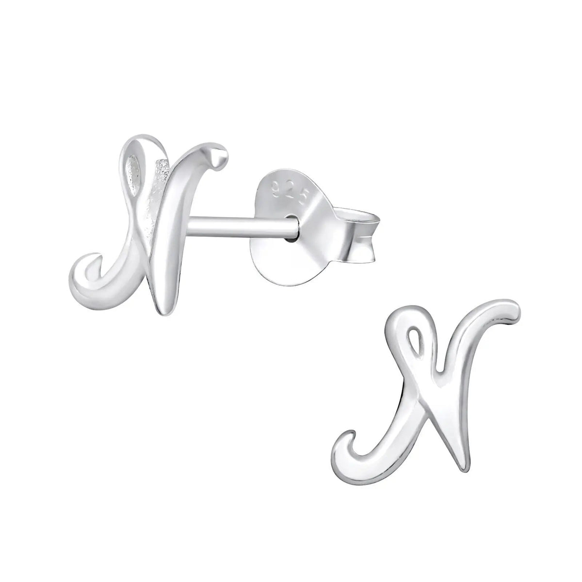 Initial ''N'' Earrings, Letter Earrings, Name Earrings, Silver Earrings, Stud Letter Earrings, Stud Earrings, For Women;s Gift Best Friends by Clarissas Boutique London