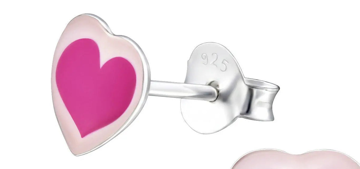 Heart - 925 Sterling Silver Colourful Ear Studs For Women's Best Friends Gift by Clarissas Boutique London