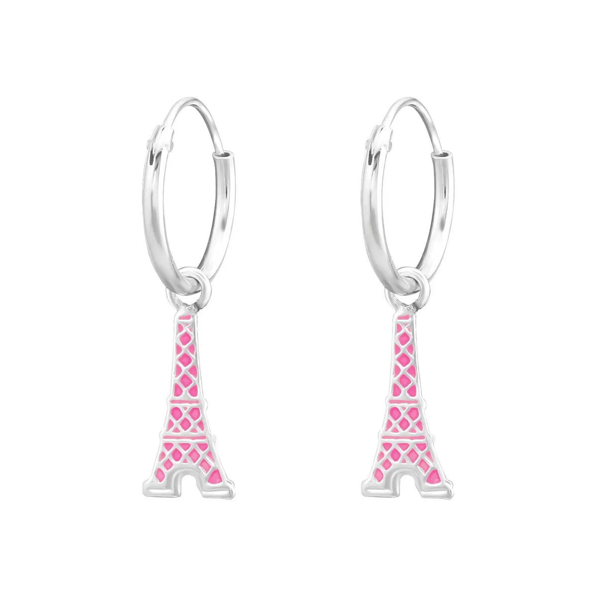 Hanging Eiffel Tower- 925 Sterling Silver Ear Hoops For Women's Girls Best Friends by Clarissas Boutique London