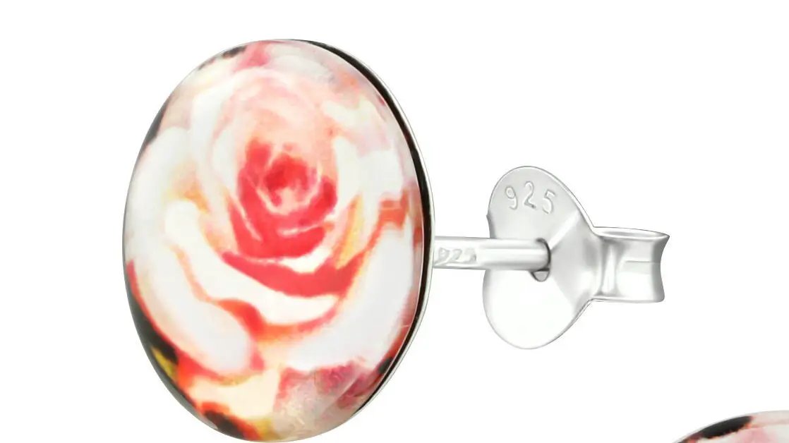 Rose Sterling Silver Ear Studs Earring - 925 S Colourful Women's Studs Best Friend Gift Anniversary Gift by Clarissas Boutique London