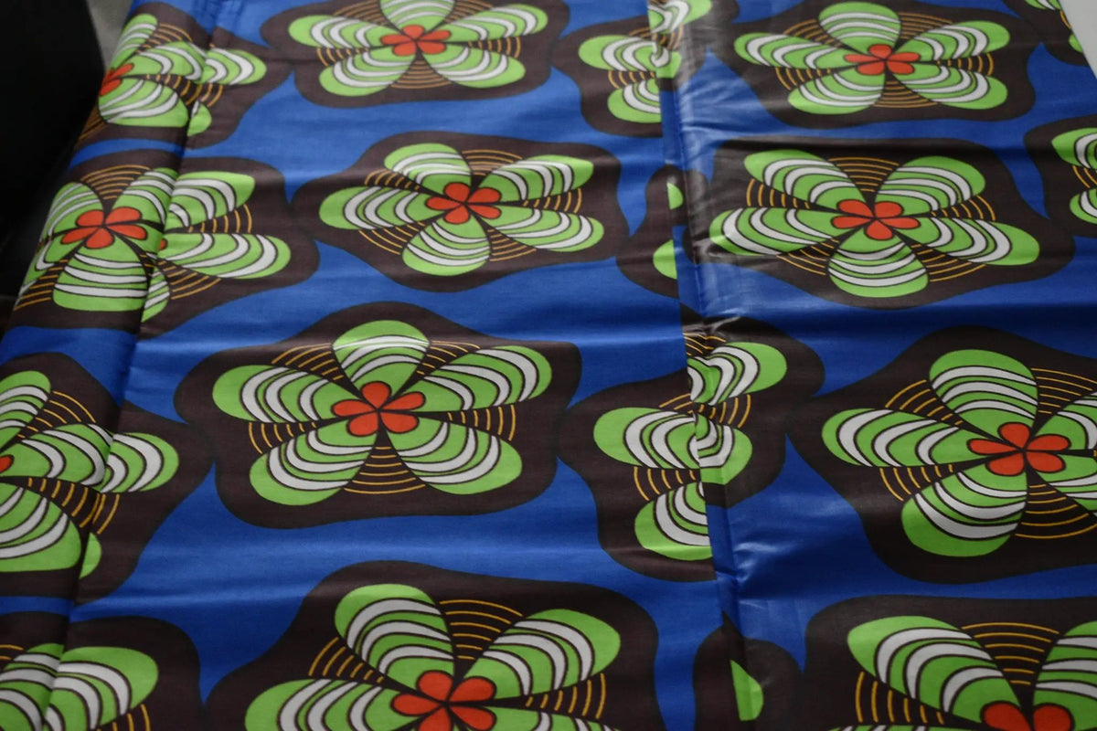 FIVE PETAL FLOWERS African Wax Print Sold by the yard Cotton Ankara Fabric Sewing Clothes by Clarissas Boutique London