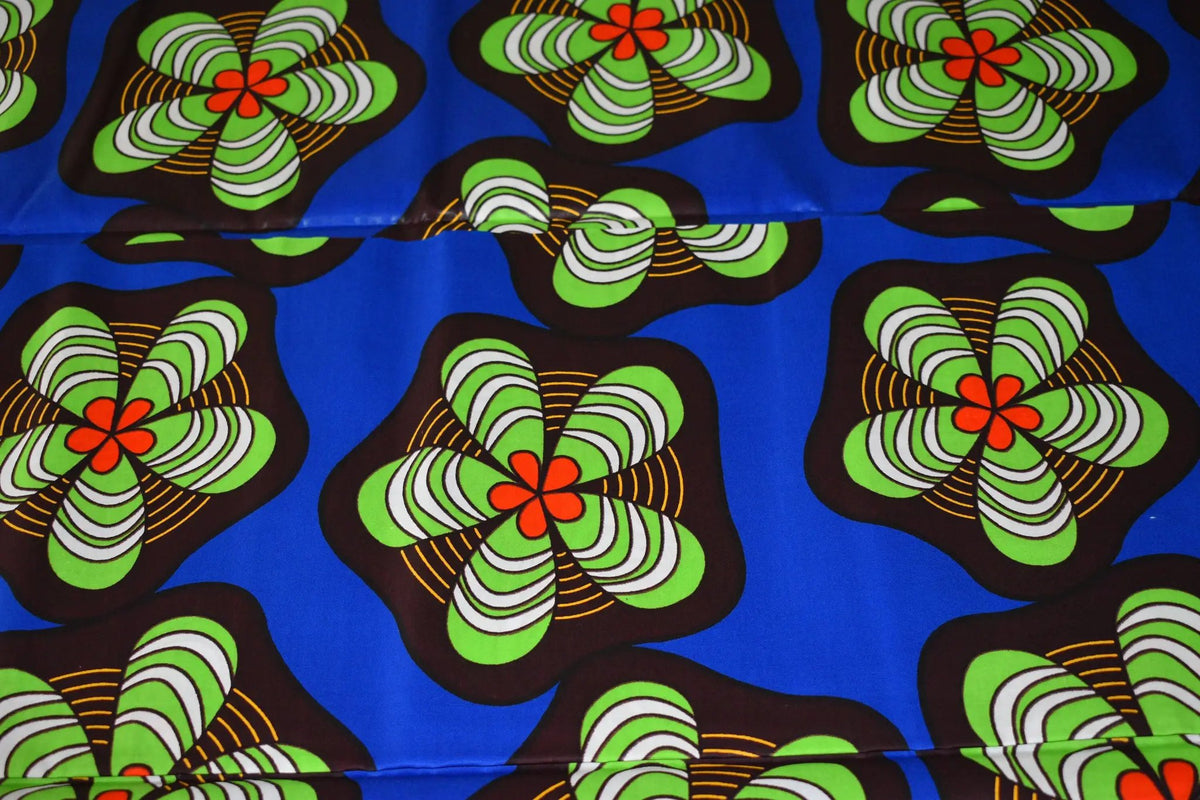 FIVE PETAL FLOWERS African Wax Print Sold by the yard Cotton Ankara Fabric Sewing Clothes by Clarissas Boutique London