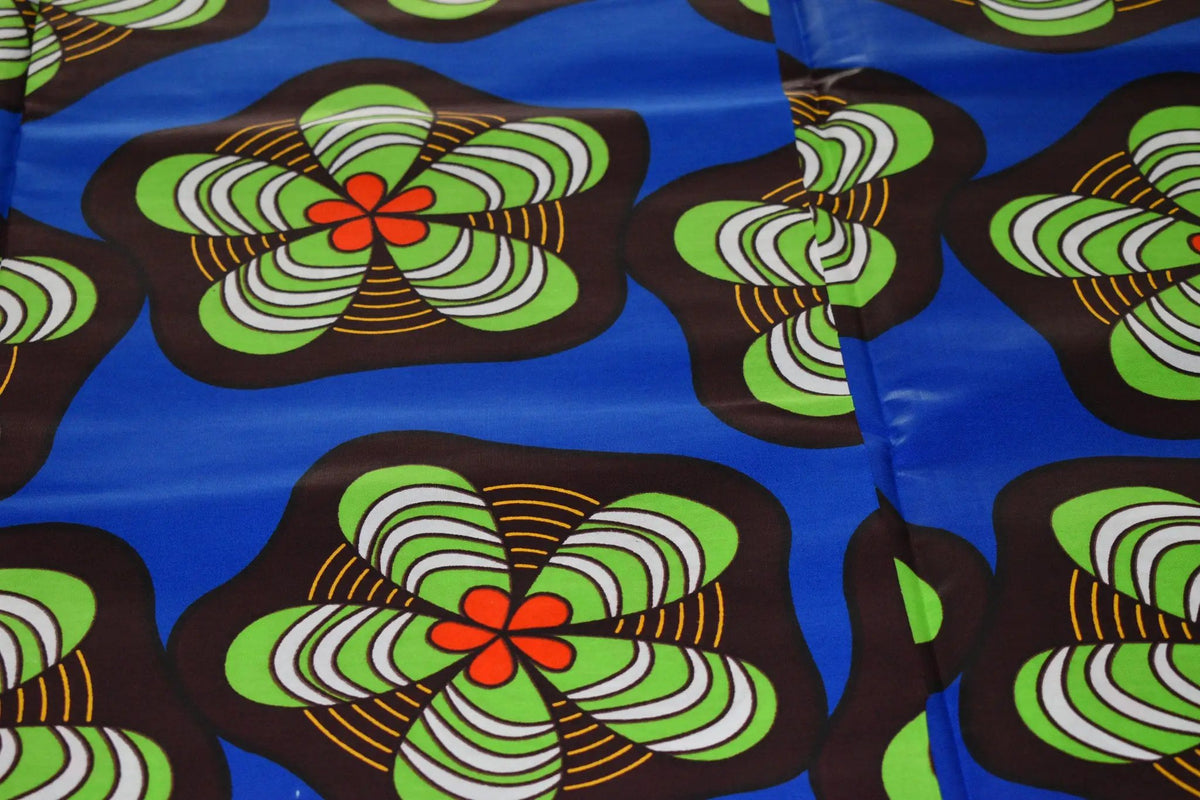 FIVE PETAL FLOWERS African Wax Print Sold by the yard Cotton Ankara Fabric Sewing Clothes by Clarissas Boutique London