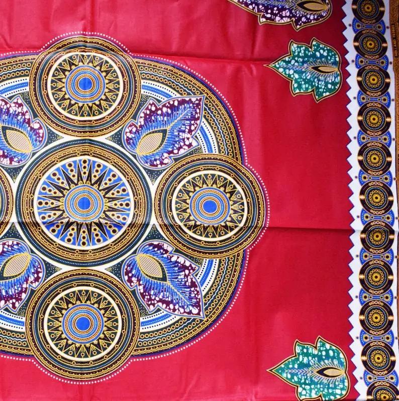 GAZING African Print Wax Block Sold by the yard Red Green Blue Cotton Fabric Sew Quilting Patchwork Craft & Supplies Dovetailed Black Owned by Clarissas Boutique London
