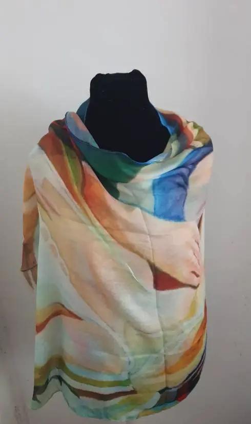 Impressionist Style Portrait Print Scarf, Womens, Multi Coloured, Scraves, Scarf, Wraps, Clarissasboutiqueuk by Clarissas Boutique