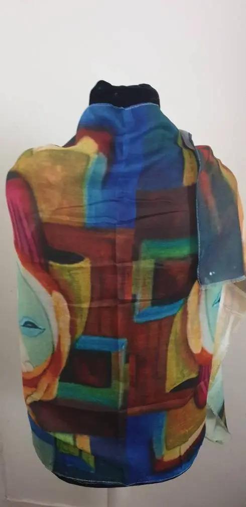 Impressionist Style Portrait Print Scarf, Womens, Multi Coloured, Scraves, Scarf, Wraps, Clarissasboutiqueuk by Clarissas Boutique