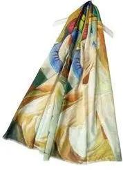Impressionist Style Portrait Print Scarf, Womens, Multi Coloured, Scraves, Scarf, Wraps, Clarissasboutiqueuk by Clarissas Boutique