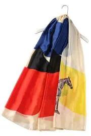 Block Colour Horse Print Silk Scarf by productions and print