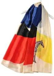 Block Colour Horse Print Silk Scarf by productions and print