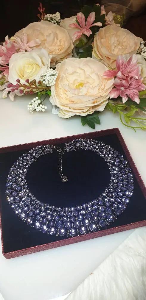 Purple Diamontè Crystal Choker Statement Necklace by Clarissas Boutique London
