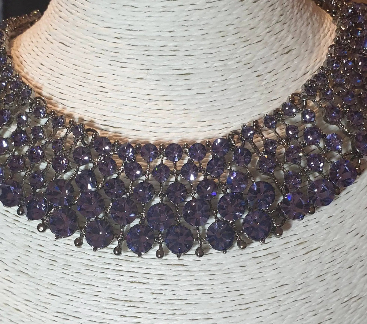 Purple Diamontè Crystal Choker Statement Necklace by Clarissas Boutique London